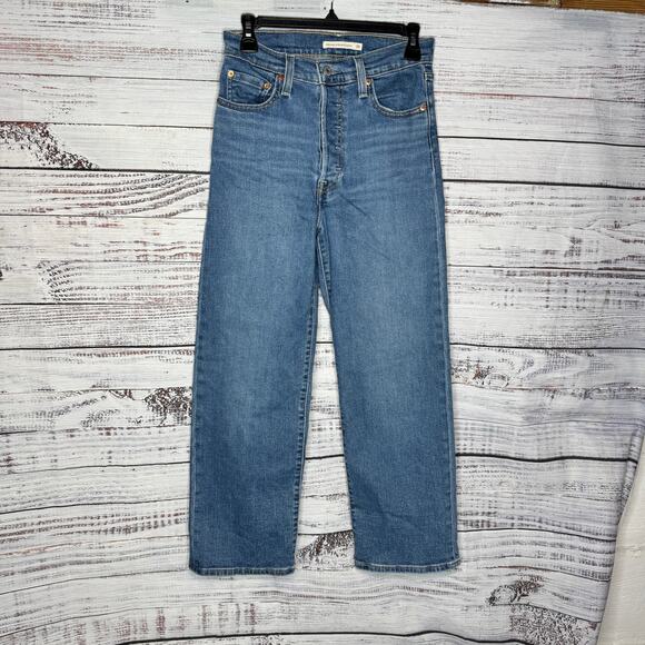 Levi's Ribcage Straight Ankle Jeans - Georgie Wash - Size 26 - Picture 2 of 4